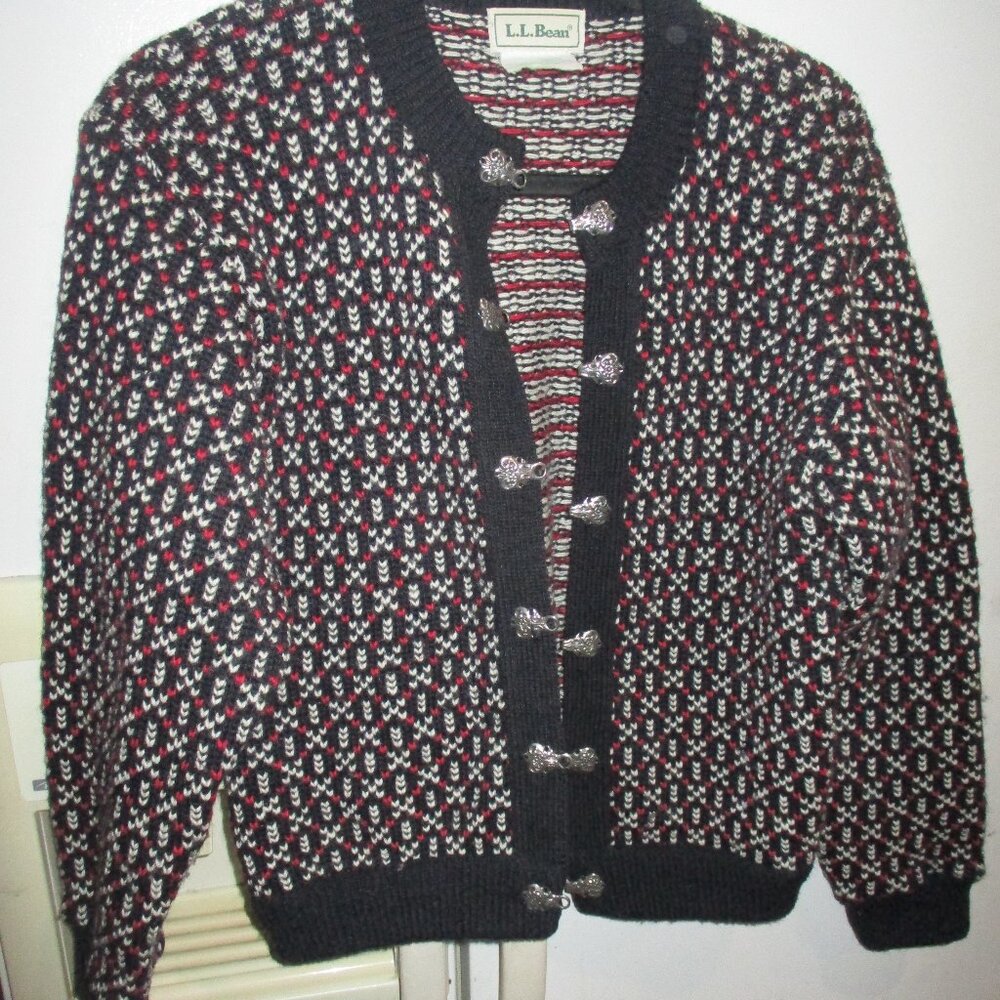 Vintage LL Bean Nordic wool blend  Norway  Sweater Cardigan Size XS s oversized